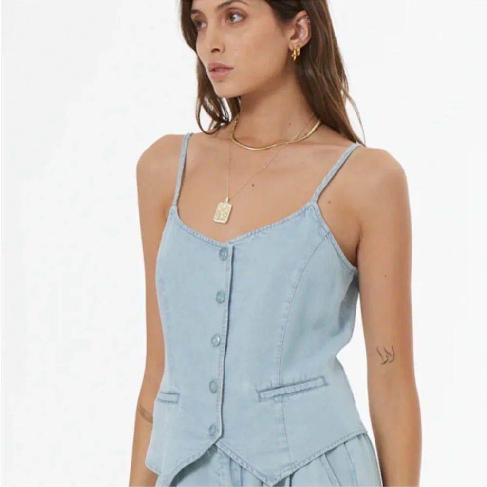 NWT young, fabulous & broke Button-Up Denim Vest - Picture 2 of 11